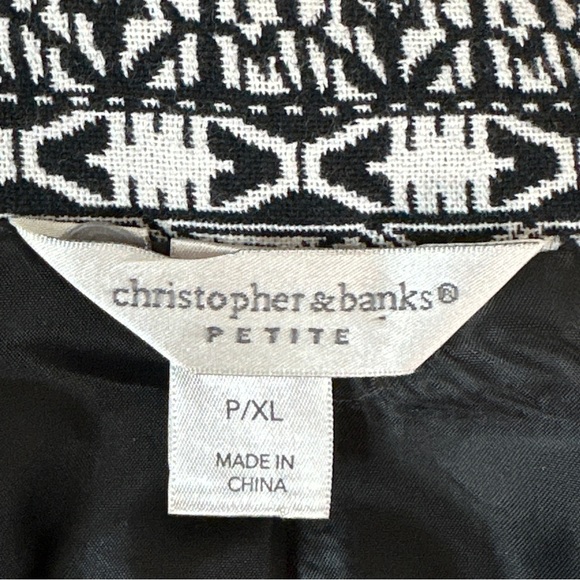 Christopher & Banks Tapestry Lined Open Jacket P/XL Black White - Picture 3 of 7